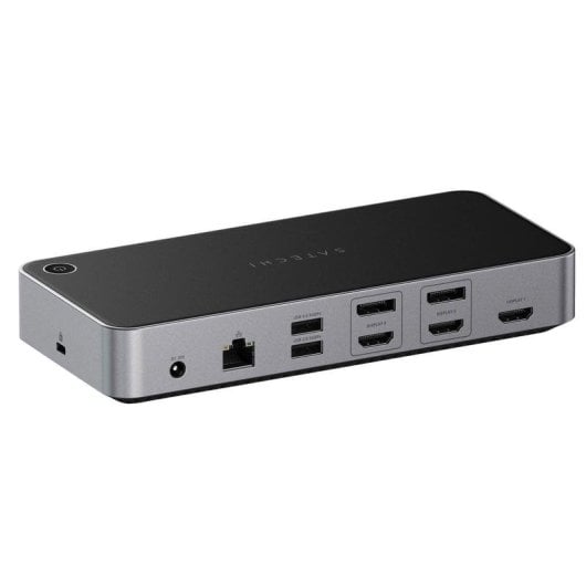 Dock station SATECHI Triple 4K Display Com 3 HDMI 2 DisplayPort 1000 Mbps Preto Prata