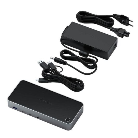 Dock station SATECHI Triple 4K Display Com 3 HDMI 2 DisplayPort 1000 Mbps Preto Prata