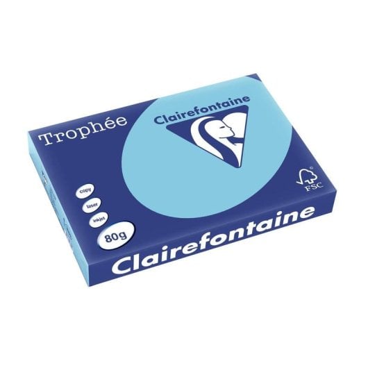 Papier imprimante Clairefontaine Trophée 1889C A3 80g/m² Bleu Alisio FSC