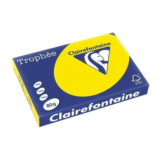 Carta Clairefontaine Trophée A3 80g/m² Giallo Fluo 500 Fogli FSC