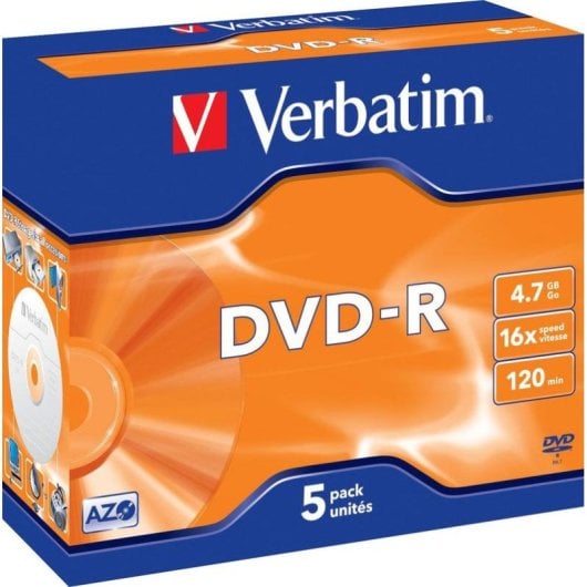 DVD-R Verbatim 43519 Matt Silver 16x 4,7 GB Boîte Jewel 5 disques