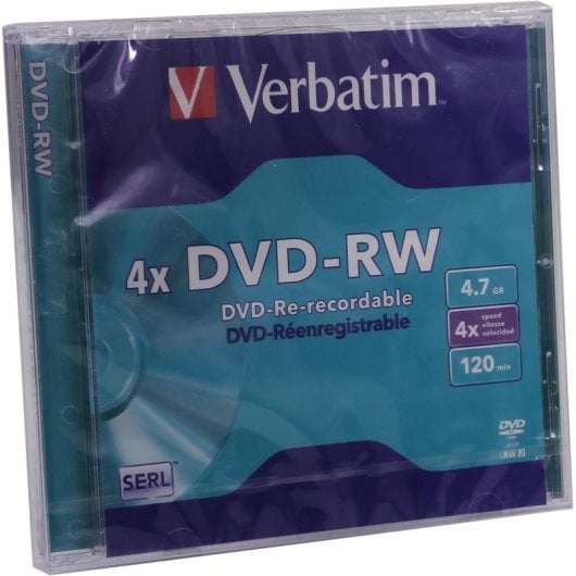 DVD vierge Verbatim VB-DMW44JC DVD-RW 4,7 GB 4x Jewel case surface argent mat