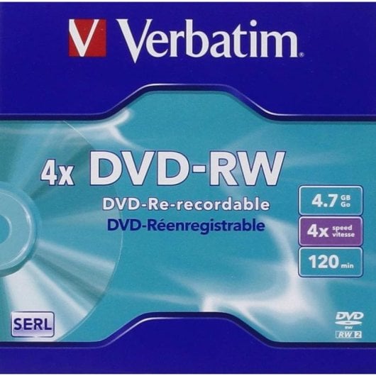 DVD vierge Verbatim VB-DMW44JC DVD-RW 4,7 GB 4x Jewel case surface argent mat