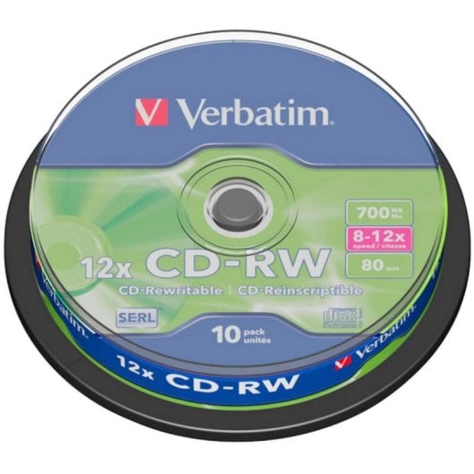 CD Verbatim CD-RW 12x 700MB wiederbeschreibbar Spindle 10 Stück