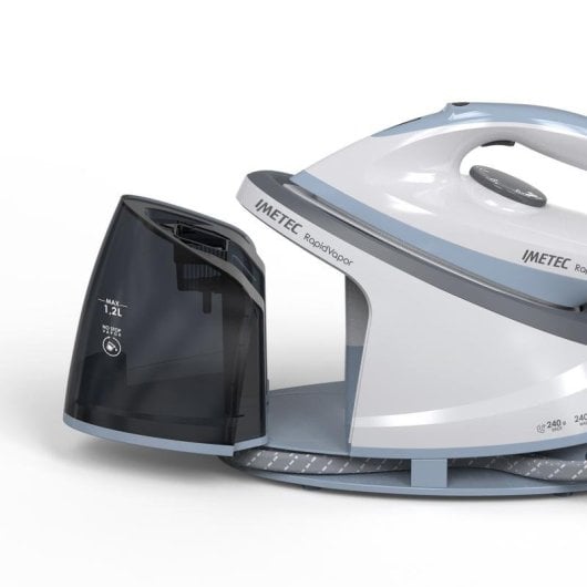 Station vapeur IMETEC RapidVapor 2400W 5 bar semelle céramique 1.2L bleu gris