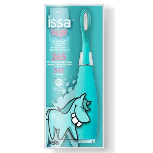 Cepillo dental eléctrico FOREO ISSA kids Azul, limpieza ultrasónica, silicona suave