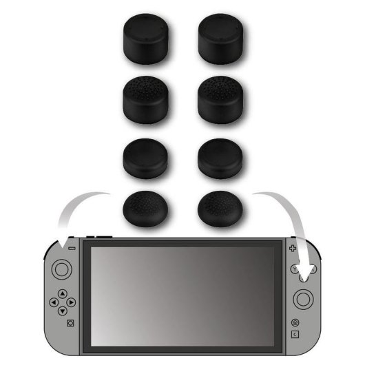 Analogstick-Griff Konix 61889000079 Schwarz Nintendo Switch 2 Ergonomisch 8 Stück