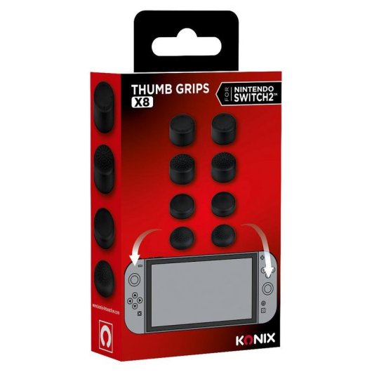 Analogstick-Griff Konix 61889000079 Schwarz Nintendo Switch 2 Ergonomisch 8 Stück