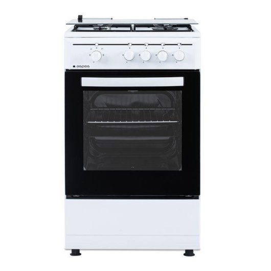 Cocina de gas Aspes AKG4501 blanca 4 fuegos horno 55L seguridad FFD