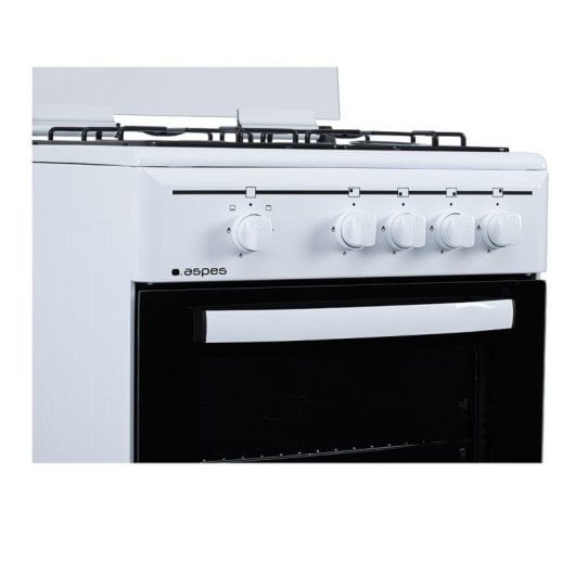 Cocina de gas Aspes AKG4501 blanca 4 fuegos horno 55L seguridad FFD