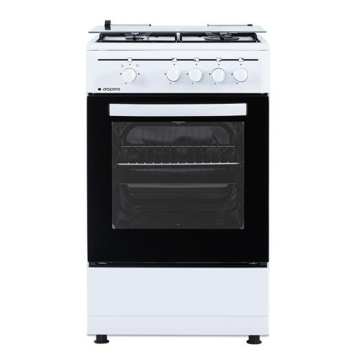 Cocina de gas Aspes AKG4501 blanca 4 fuegos horno 55L seguridad FFD