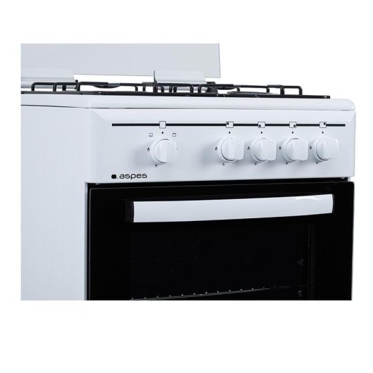 Cocina de gas Aspes AKG4501 blanca 4 fuegos horno 55L seguridad FFD