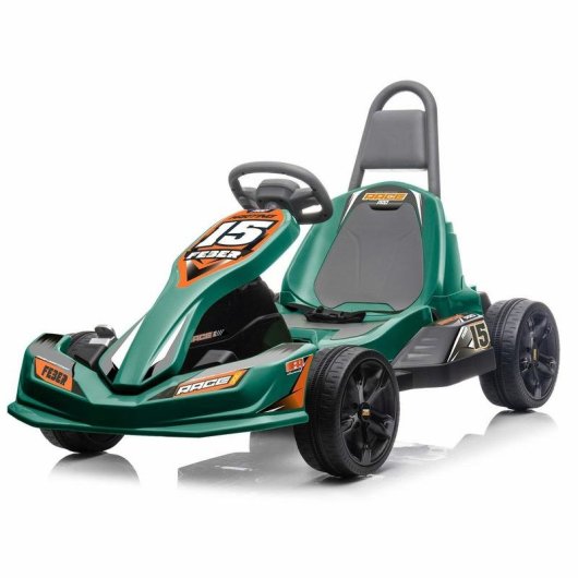 Go-Kart FEBER Go Kart 12V Batterie 30 kg Schwarz Grün Grau