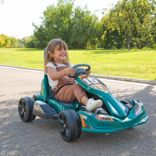 Go-Kart FEBER Go Kart 12V Batterie 30 kg Schwarz Grün Grau