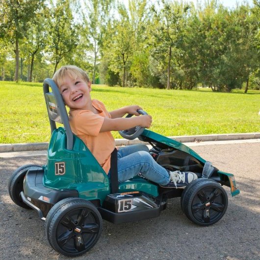 Go-Kart FEBER Go Kart 12V Batterie 30 kg Schwarz Grün Grau