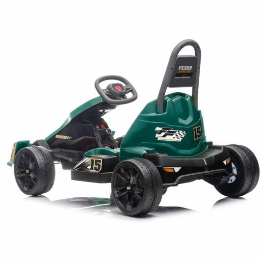 Go-Kart FEBER Go Kart 12V Batterie 30 kg Schwarz Grün Grau