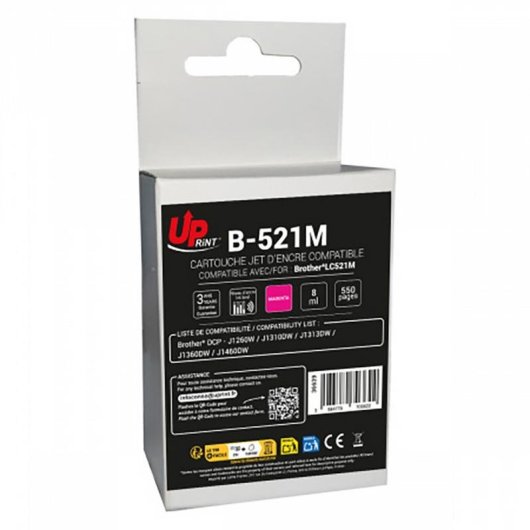 Cartouche d'encre UPrint BJ521MUP Magenta 8 ml compatible Brother LC521