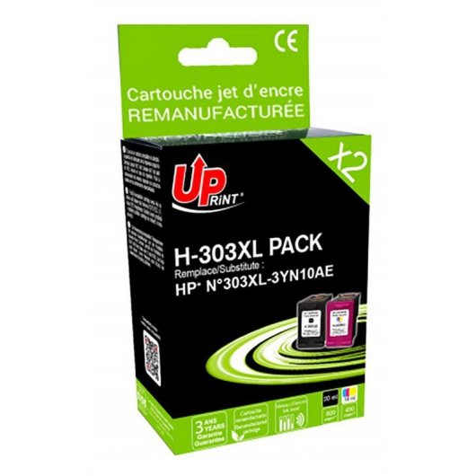 Cartouche d'encre UPrint HJ303XLUPP2 Pack compatible Noir/Couleur 2 pièces
