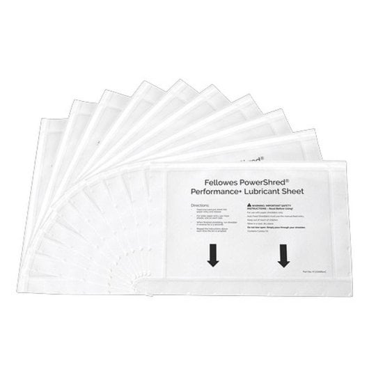 Feuille lubrifiante Fellowes 4025601 Blanc 10 feuilles pour destructeur