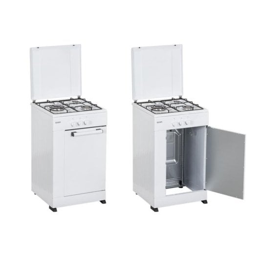 Cuisinière SVAN SKG3500PB gaz 3 foyers 50L blanc compacte sécurité
