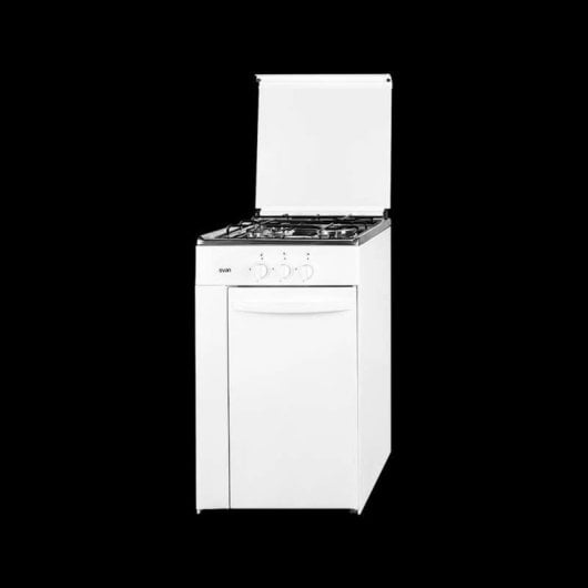 Cuisinière SVAN SKG3500PB gaz 3 foyers 50L blanc compacte sécurité