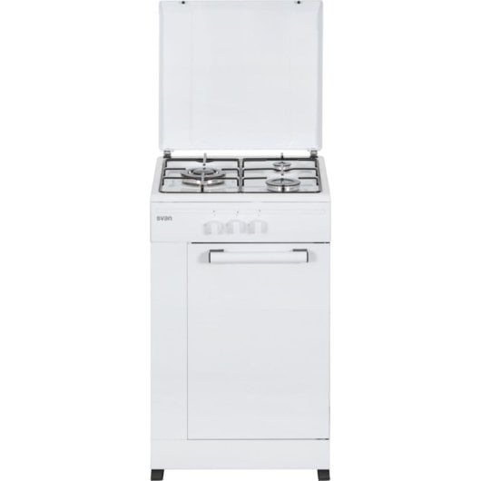 Cuisinière SVAN SKG3500PB gaz 3 foyers 50L blanc compacte sécurité