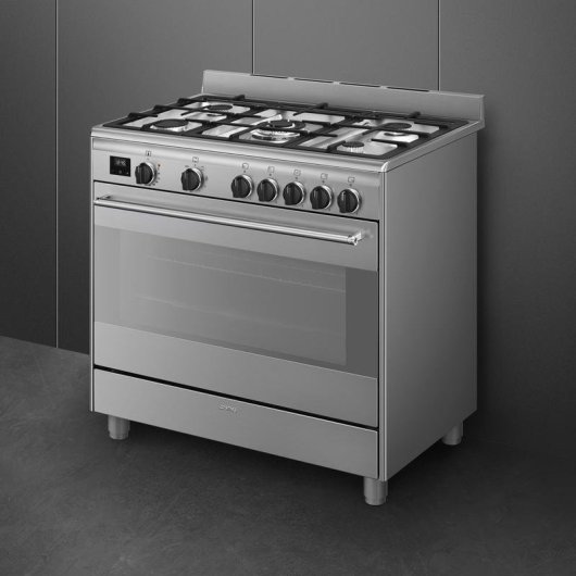 Cocina SMEG BG91X2 acero inoxidable 5 fuegos gas horno eléctrico 115 l