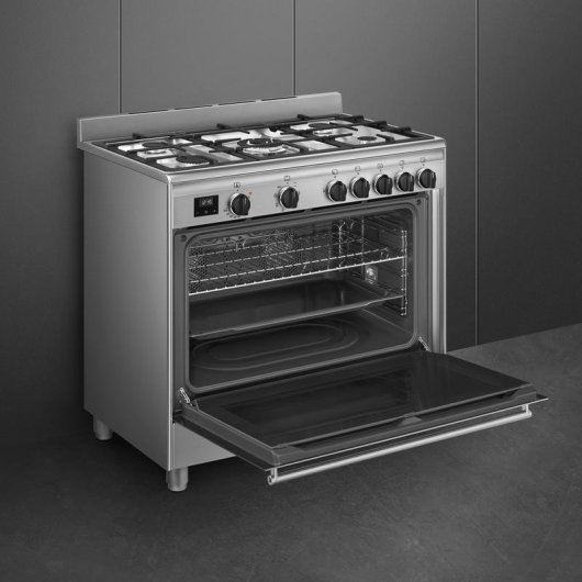 Cocina SMEG BG91X2 acero inoxidable 5 fuegos gas horno eléctrico 115 l