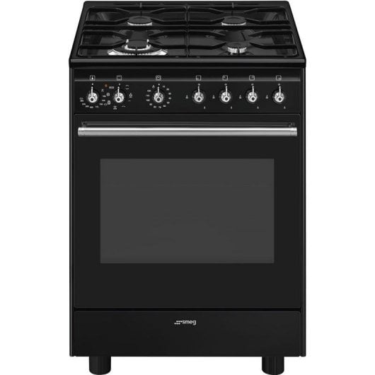 Cuisinière SMEG Concert CX61GMBL 4 feux gaz four électrique 70L inox noir