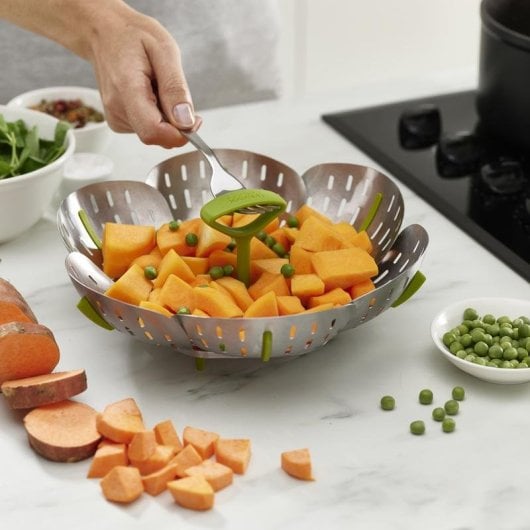 Dampfgarkorb Joseph Joseph Bloom Steel faltbar Edelstahl Silikon 16 cm Spülmaschinenfest