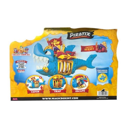Figura Piratix Magic Box King Shark Capitán Hermitt articulada multicolor