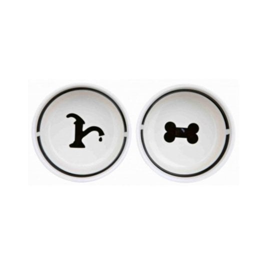 Comedouro TRIXIE 24640 cerâmica preto branco antideslizante 2 unidades