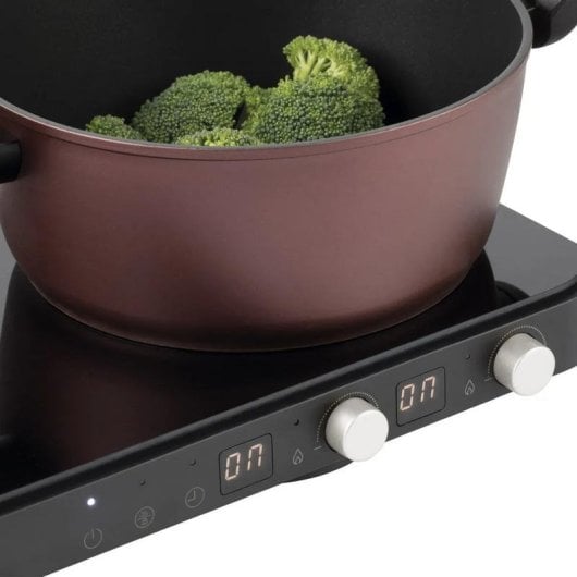 Placa JATA JEVI1470 Indução 2 Zonas 2800W Temporizador Grill Vidro Preto