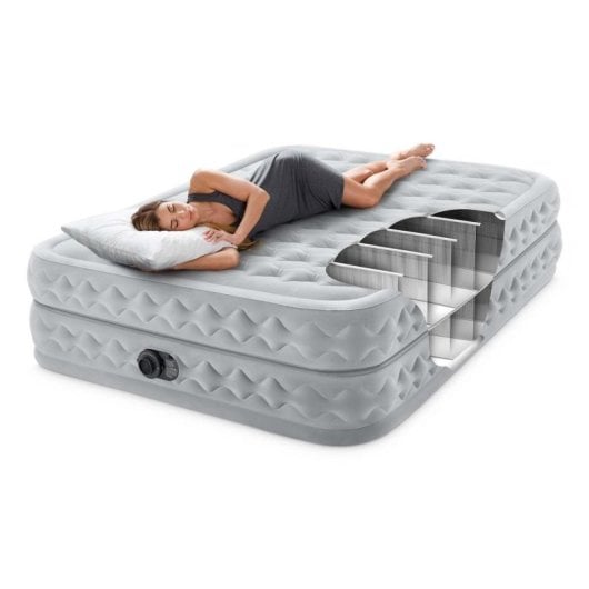 Matelas gonflable INTEX DuraBeam Supreme Air-Flow 152x203x51 cm double pompe intégrée