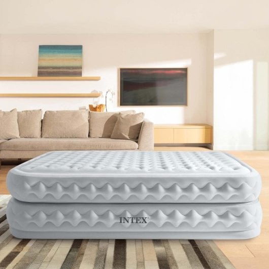 Matelas gonflable INTEX DuraBeam Supreme Air-Flow 152x203x51 cm double pompe intégrée