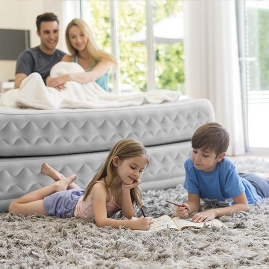 Matelas gonflable INTEX DuraBeam Supreme Air-Flow 152x203x51 cm double pompe intégrée