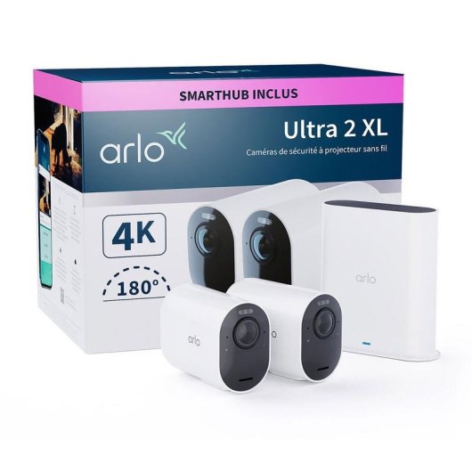 Caméra de surveillance Arlo Ultra 2 XL 4K Vision Nocturne Intérieur et Extérieur Alarme Contrôle Vocal Audio Bidirectionnel