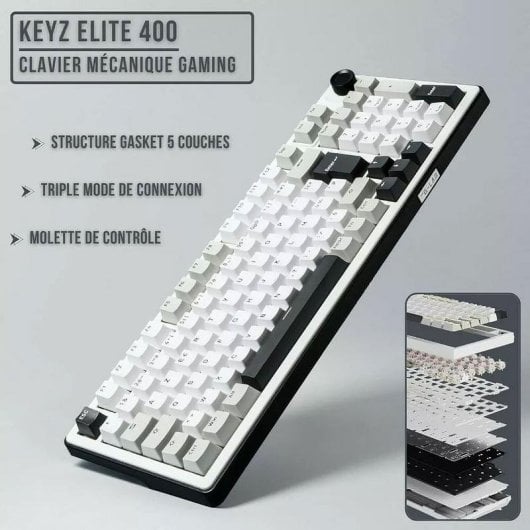 Clavier The G-Lab Keyz Elite 400 compact 96 % sans fil RGB switches linéaires