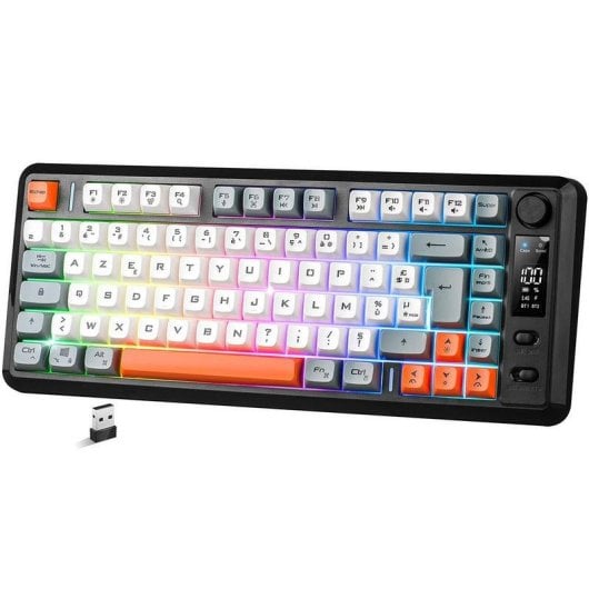 Teclado Spirit of Gamer Elite K30 compacto TKL inalámbrico RGB AZERTY pantalla LCD