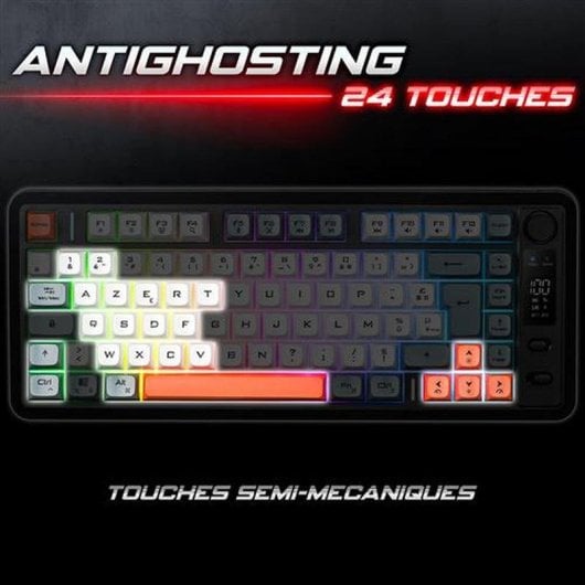 Teclado Spirit of Gamer Elite K30 compacto TKL inalámbrico RGB AZERTY pantalla LCD