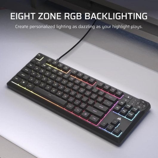 Tastiera Corsair K55 Core TKL a membrana RGB AZERTY Francese multimediale