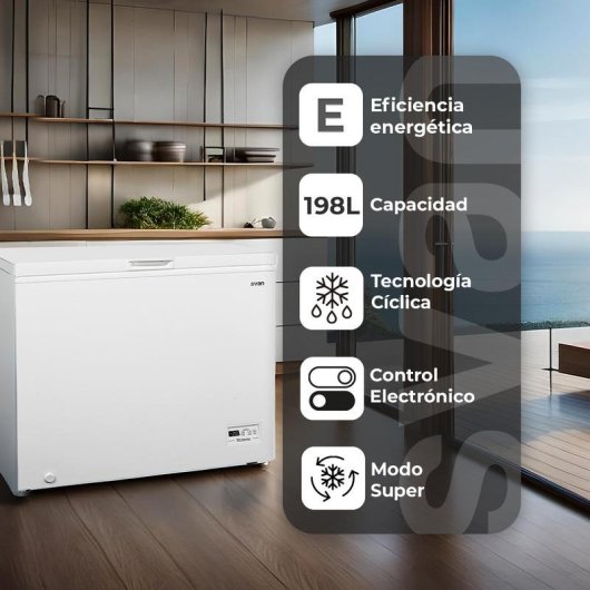 Congelatore SVAN SCH2002EDC 198L Classe E 40 dB Display LED Bianco