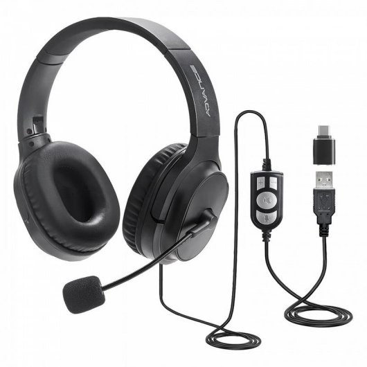 Casque Advance MIC-U550 filaire USB-A sur-oreille stéréo pliable noir