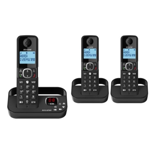 Telefon Alcatel F860 Voice Trio DECT Schnurlos Freisprechen Anrufbeantworter Schwarz