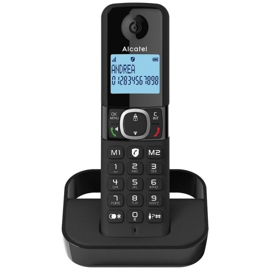 Telefon Alcatel F860 Voice Trio DECT Schnurlos Freisprechen Anrufbeantworter Schwarz