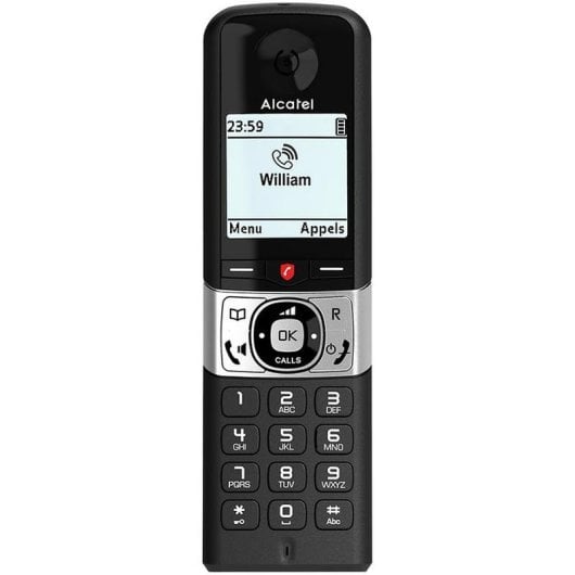 Telefon Alcatel F890 Trio DECT Anrufbeantworter Freisprechen Schwarz Grau