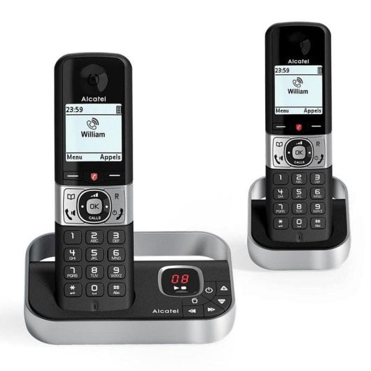 Telefono Alcatel F890 Voice Duo Wireless Dect 2 Cornette Vivavoce Display 1.8" Nero