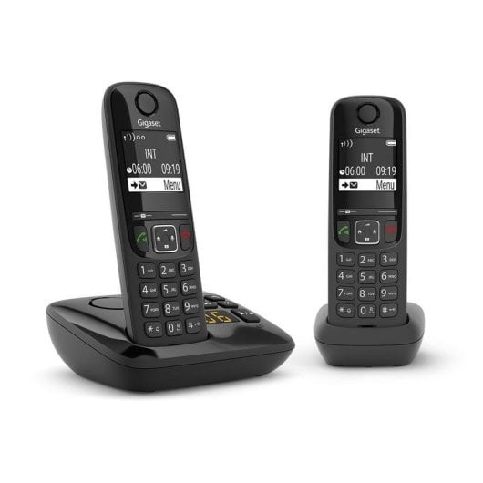 Telefon Gigaset AS690A Duo Schwarz schnurlos 2 Mobilteile Anrufbeantworter