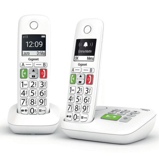 Téléphone sans fil Gigaset E290A Duo Blanc avec répondeur et grandes touches