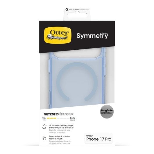 Funda para móvel OtterBox Symmetry Clear MagSafe Capa PC TPU Azul Transparente Proteção MIL-STD-810G para iPhone 17 Pro